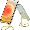 ROPOSY Cell Phone Stand for Desk, Cute Metal Gold Cell Phone Stand Holder Desk Accessories, Compatible with All Mobile Phones, iPhone, iPad (1 pack)