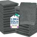 Wash Cloths for Showering [12x12] - 100% Cotton Washcloths Premium Quality Flannel Face Cloths for Bathroom, Highly Absorbent and Soft Feel Wash Clothes, Gray 7 Pack