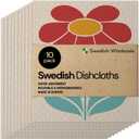 Swedish Wholesale Swedish DishCloths for Kitchen- 10 Pack Reusable Paper Towels Washable - Eco Friendly Cellulose Sponge Microfiber Dish Cloths - Kitchen Essentials - Red Flower