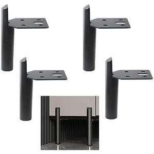 ALXEH 2 Inch Furniture Legs Black Coffee Table Feet, Mid-Century Metal Furniture Leg for Sofa Cabinet Ottoman, Set of 4 Side Mounted Style Home DIY Replacement Feet