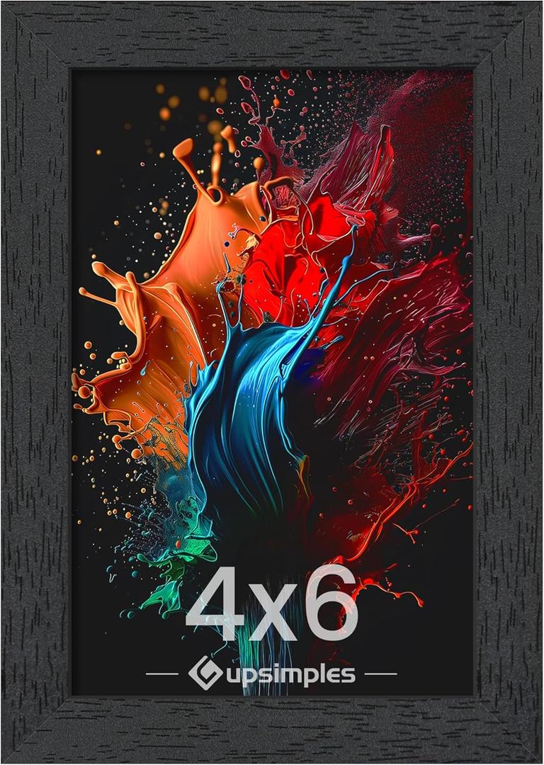 upsimples 4x6 Picture Frame, Wall Gallery Photo Frames with Engineered Wood, Black 1 Pack