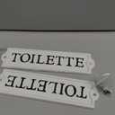 JUXYES Pack of 2 Cast Iron Bathroom Wall Plaque Toilette Sign with Screws, Heavy Duty Metal Bathroom Signage Wall Decor, Decorative Restroom Toilet Sign for Home, Office, Store or Restaurant
