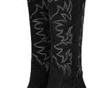IUV Cowboy Boots For Women Knee High Western Cowgirl Boots Snip Toe Side Zipper Chunky Heel (9, Camel)