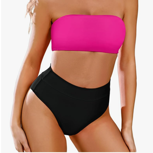 Women's Removable Strap Wrap Pad Cheeky High Waist Bikini Set Swimsuit, Size M