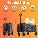 Collapsible Foldable Wagon Cart with Wheels - 360LBS Heavy Duty Folding Wagon Carts, Portable Lightweight Utility Wagon with All-Terrain Wheels & 2 Cup Holders, Grocery/Beach/Sports/Shopping/Black