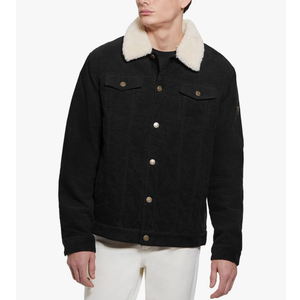 GUESS Mens Dylan Shank Buttons Trucker Jacket L Black