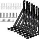 Heavy Duty Shelf Brackets Wall Mount Steel Bracket Wall Brackets for Shelves (Black, 18 x 12 Inch-4 Pairs)