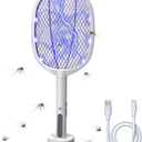 Lulu Home 2-in-1 Electric Bug Zapper Racket, 3000V High Voltage LED Lighted Handheld Mosquito Swatter with 3 Layer Safety Mesh, USB Charging Portable Fly Killer Racquet for Indoor Outdoor Use