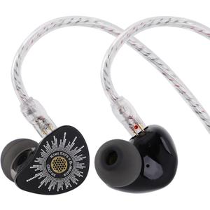 Linsoul Kiwi Ears x B_Media: Chorus in Ear Monitor,DLC Diaphragm Dynamic Driver Wired Earbuds CNC Metal Faceplate IEM,with Dual Silver-Plated Cable,Earphones for Audiophile (1, Black, 3.5mm No Mic)