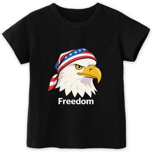 Boys 4th of July Shirt Girls Kids 250 Anniversary USA Shirts 1776 American Flag T-Shirt Patriotic Tops 2-8T (Black)