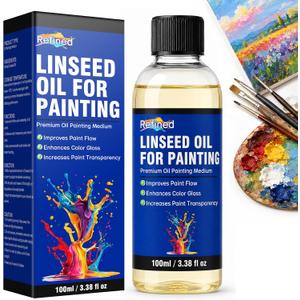 Linseed Oil for Painting, Refined Linseed Oil 100ml, Oil Paint Thinner and Medium for Artists, Enhance Paint Flow and Add Transparency & Natural Gloss for Blending and Glazing