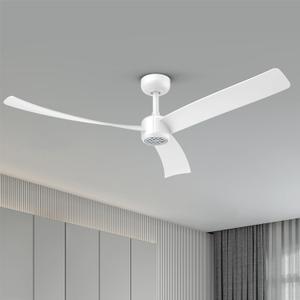 TALOYA 52 Inch Ceiling Fans with Lights Led Remote Control Low Profile Flush Mount for Living Room Bedroom Outdoor Patio,DC Motor,Reversible,Dimmable,Buzzer ON/Off,White, 8.66 inches