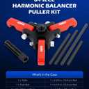 Orion Motor Tech Harmonic Balancer Puller Kit, Adjustable 3-Jaw Puller Set for Removing Harmonic Dampers & Balancers, 3-Jaw Pulley Puller Set Compatible with Chevy GM Chrysler Cadillac Ford More, Red