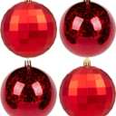 XmasExp Large Christmas Ball Ornaments,4pcs Red Giant Shatterproof Plastic Hanging Mercury Xmas Ball Decorations Christmas Tree Ornaments (Red, 4")