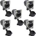 5PCS Panel Mounting RJ45 IP65 Waterproof PCB Signal Panel Cat5/5e/6 8P8C Connector Ethernet LAN Cable Connector Double Head Coupler Adapter Female to Female with Waterproof/Dust Cap