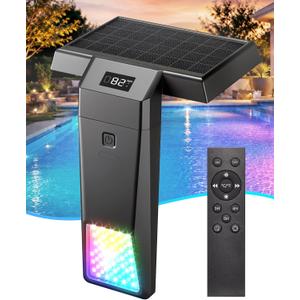Solar Pool Lights for Inground & Above Ground Pools, Color Changing LED Underwater Pool Lights with Remote, Real-Time Temperature Display, Dimmable IP68 Waterproof Swimming Pool Lights with Timer