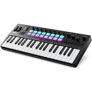 Donner STARRYKEY-37 PLAY MIDI Keyboard Controller, 37 Key Portable MIDI Controller with 128 Build-in Voices, 16 Drum Pads, Arpeggio, Sequencer, USB/Wireless Connection, 4 DAW Software & 40 Courses