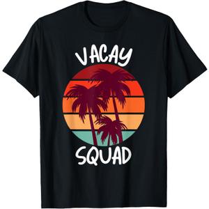 Vacay Squad Summer Vacation Family Friends Trip Palm Trees T-Shirt, Large