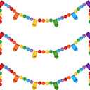 Rtteri 3 Pcs Crayon Felt Pom Pom Ball Garland Classroom Back to School Decor Handmade Felt Ball Hanging Garland for School Classroom Ambience Celebration Decor