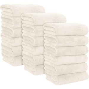 MOONQUEEN 18 Pack Premium Hand Towels - Quick Drying - Microfiber Coral Velvet Highly Absorbent Towels - Multipurpose Use as Hotel, Bathroom, Shower, Spa, Hand Towel 16 x 28 inches (Cream)