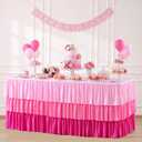 Pink Tablecloths for 6 foot Rectangle Tables 6ft Pastel Gradient Pink Table Cloths for Parties Ruffle Spandex Table Cover with Skirt for Baby Shower Girls Unicorn Birthday Party Dessert Banquet Buffet