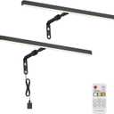 2 Pack Picture Lights for Paintings Plug in, 16" 4W Adjustable LED Picture Light Art Light with Timer, Remote Control Gallery Wall Light for Picture Display Frame Dartboard Art Work (Black)