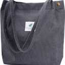 Corduroy Tote Bag Cute Tote Bags for Women Shoulder Bag with Inner Pocket for Work Beach Travel and Shopping Grocery