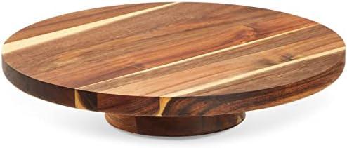 Juvale Round Acacia Wood Cake Stand for Wedding - Wooden Cake Stand for Appetizers and Desserts (12.75 Inches)