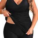 Aqua Eve Plus Size Tankini with Shorts Two Piece Swimsuits Tummy Control Bathing Suits for Women, 24 Plus 