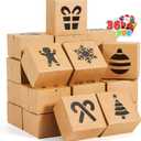 JOYIN 36 PCS Christmas Cookie Boxes for Gift Giving, Brown Bakery Treat Boxes with Window, 4" x 4" x 2.5" Gift Wrap Box for Xmas Holiday Party Favor Pastries, Cupcakes, Donuts, Brownies, Donuts 
