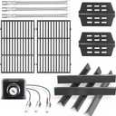 Grill Parts for Weber Genesis 300 (2011-2016 Front Control)  Cast Iron Genesis Grill Grates, 304 Stainless Burner Tubes, 17.5" Flavorizer Bars + Igniter Kit, Fits Genesis E310 E320 E330 S310 S330