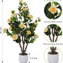 2 Pack Artificial Camellia Tree with White Pot, 38" Faux Potted Plants for Indoor Outdoor Decor, Tall Silk Greenery Plant for Home Offce Living Room Balcony, Yellow