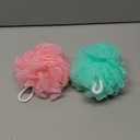 Mesh Pouf Bath Sponge Exfoliating Shower Ball Pom Cleaning Accessory, Pack of 2