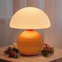 NIORSUN Mushroom Lamp Table Lamp for Bedroom, Portables Cordless Table Lamp,Wireless lamp,Small Bedside Table Touch Lamps for Living Room,Mini Mushroom 5200mAh Battery Operated Lamp Modern Orange