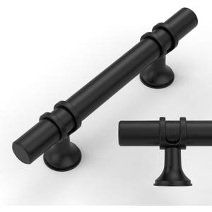 Amerdeco 10 Pack Matte Black Cabinet Pulls 3 Inch(76MM) Hole Centers Kitchen Cabinet Handles Cabinets Hardware Drawer Pulls ZH0058