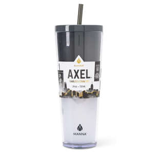 Manna™ Axel™ Plastic Tumbler & Straw Set - Black
 24 OZ