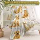 Golden Retriever Flannel Blanket - Lightweight Soft Cozy Gifts Blankets for Dog Lovers, Kids, Women,Cute Floral Art Style Throw,Elegant Home Room Modern Retro Decor 60x80in