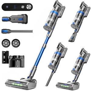 Cordless Vacuum Cleaner, 50KPa 60Mins Self-Standing Stick Vacuum Cordless with Anti-Tangle Brush,Touch Screen,Lightweight & Portable,Vacuum Cleaners for Home,Pet Hair,Carpet, Hard Floor Blue