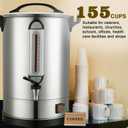 Coffee Percolator Large Coffee Maker 155 Cups Commercial Coffee Urn Electric Industrial Coffee Maker Hot Water Dispenser Machine for Catering, Church, Restaurant Dual Layer Stainless Steel 1500W 120V