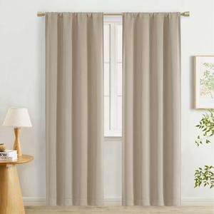 Lecloud Biscotti Beige Room Darkening Curtains for Bedroom 78 Inches Long 2 Panels, Thermal Insulated Rod Pocket Living Room Curtains, Energy Saving Drapes for Dining Room, Each Panel 40" W x 78" L