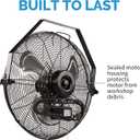 NewAir WindPro18W Wall Mount Fan | High-Velocity Industrial, Shop or Garage Fan | 3 Speed Settings | 3000 CFM | Black