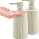 Liquid Soap Dispenser 2 Pack, 8.5oz Matte Beige Lotion Hand Sanitizer Soap Dispenser with Easy-to-Press Pump for Bathroom & Kitchen Countertop Refillable