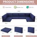 14-Piece Patio Furniture Cushions Set, Replacement Outdoor Cushions for 6-Seat Patio Sectional, Waterproof & Fade Resistant Deep Seat Cushion for Outdoor Sofa, Navy Blue