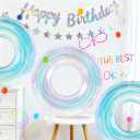 6 Pcs Iridescent Ring Foil Balloons, 22 Inch Pink Purple Blue Circle Balloons for Valentine's Day, Birthday, Wedding, Baby Shower, Anniversary & Engagement Party Decorations