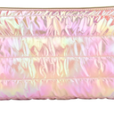 Hiroyuki Iridescent Makeup Bag, 14 inches Cosmetic Bag, Large Capacity Travel-Friendly Pouch (pink)