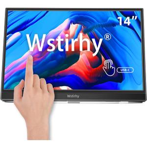 Wstirhy Portable Touchscreen Monitor USB C 14 Inch 1920 x 1080p IPS Touch Screen with Speakers, HDMI, Type-C Travel External Monitor for PC Laptop Xbox PS4/5 Switch
