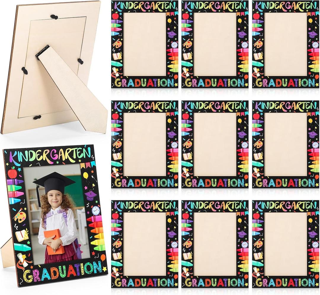 Yaomiao 10 Pcs Preschool Graduation Picture Frames 4x6 Wooden My First Kindergarten Graduation Picture Frame 2026 Vertical Pre-k Photo Holder Gifts for Boys Girls Son Graduates(Black,Kindergarten)