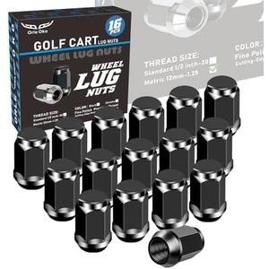Orle Oko Golf Cart Black Lug Nuts for Yamaha/GEM, Metric 12MMx1.25 Pack of 16 (Black) Missing Pieces