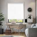 ChrisDowa Cordless Roller Shade Blackout White Blinds for Windows Thermal Insulated Rolled Up Shades with Spring System UV Protection Fabric Total Blackout Blinds for Home Office (27"W x 72"H, White)