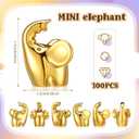 Simgoing 100 Pcs Shiny Mini Elephant Figures Gold Electroplate Elephant Statue Decor Micro Garden Landscape Animal Sculpture Aquarium Hide and Seek Cake Decoration DIY Charms for Party Gift